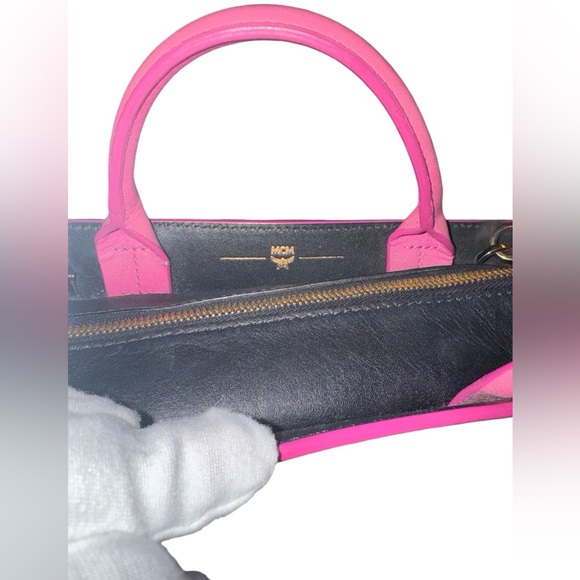 MCM Visetos Diamond Printed Small Tote Cognac EUC - Picture 4 of 11